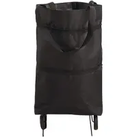 INF Sac de courses pliable avec roulettes - Le noir