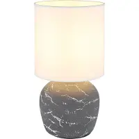 Globo Lampe de table, céramique grise, textile blanc, H 31,5 cm