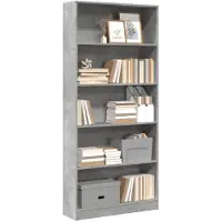 vidaXL Bibliothèque gris béton 80x24x176 cm bois d'ingénierie