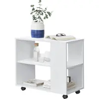 En.casa Table basse Älvdalen 60 x 70 x 35 cm avec plateau supplémentaire avec roulettes blocables Table d'appoint Table de salon Panneau de particules blanc []