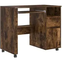 vidaXL Table avec roulettes, en bois stratifié imitation chêne fumé, marque