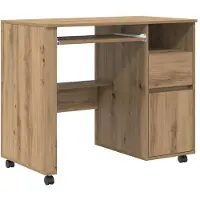vidaXL Table sur roulettes, en bois imitation chêne artisanal, dimensions 91 x 50 x 77 cm