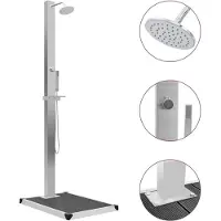 vidaXL Douche de jardin avec élément de sol WPC acier inoxydable