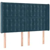 vidaXL Tête de lit avec oreilles bleu foncé 147x16x118/128 cm velours