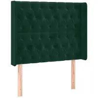 vidaXL Tête de lit avec oreilles vert foncé 103x16x118/128 cm velours