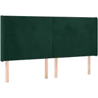 vidaXL Tête de lit avec oreilles vert foncé 203x16x118/128 cm velours