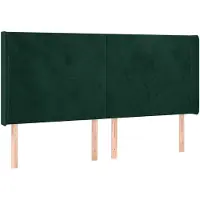 vidaXL Tête de lit avec oreilles vert foncé 163x16x118/128 cm velours