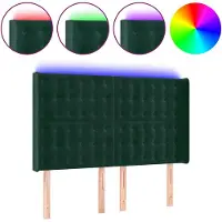 vidaXL Tête de lit LED vert foncé 147x16x118/128 cm velours