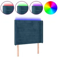 vidaXL Tête de lit LED bleu foncé 103x16x118/128 cm velours