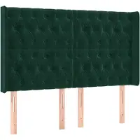 vidaXL Tête de lit avec oreilles vert foncé 163x16x118/128 cm velours