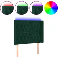 vidaXL Tête de lit LED vert foncé 93x16x118/128 cm velours