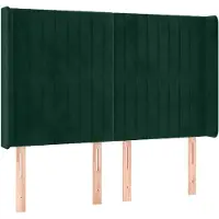 vidaXL Tête de lit avec oreilles Vert foncé 147x16x118/128 cm Velours