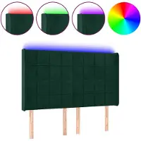 vidaXL Tête de lit LED vert foncé 147x16x118/128 cm velours