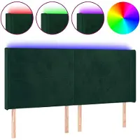 vidaXL Tête de lit LED vert foncé 203x16x118/128 cm velours