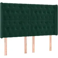 vidaXL Tête de lit avec oreilles vert foncé 147x16x118/128 cm velours
