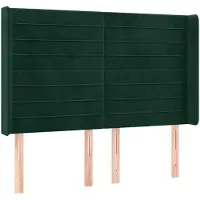 vidaXL Tête de lit avec oreilles vert foncé 147x16x118/128 cm velours