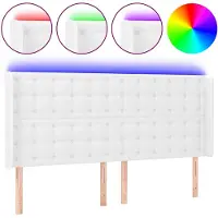 vidaXL Tête de lit LED blanc 183x16x118/128 cm similicuir