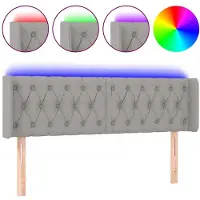 vidaXL Tête de lit LED gris clair 147x16x78/88 cm Tissu