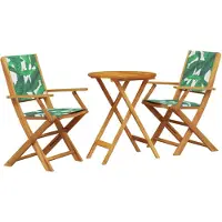 vidaXL Ensemble Bistro 3 pièces motif feuilles tissu et bois massif