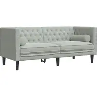 vidaXL Canapé Chesterfield avec traversins 2 places gris clair velours