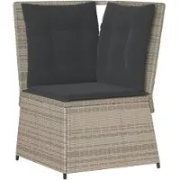 vidaXL Canapé d'angle de jardin avec coussins gris clair Poly rotin
