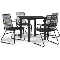 vidaXL Ensemble de jardin 5 pièces noir rotin PVC