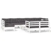 vidaXL Ensemble salon de jardin 10 pièces avec coussins blanc pin massif