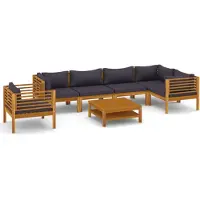 vidaXL Ensemble de salon de jardin 7 pièces avec revêtement en bois massif d'acacia