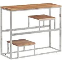 vidaXL Table console argenté acier inoxydable et bois massif d'acacia