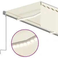 vidaXL Marquise automatique avec store LED Capteur de vent 3x2,5 m Crème
