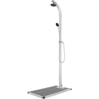 vidaXL Douche de jardin avec plaque de sol grise 220 cm Aluminium