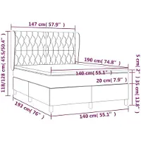 vidaXL Lit boxspring avec matelas brun foncé 140x190 cm Tissu