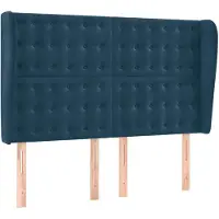 vidaXL Tête de lit avec oreilles bleu foncé 147x23x118/128 cm velours
