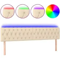 vidaXL Tête de lit LED Crème 200x7x78/88 cm Tissu