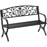 Outsunny Banc De Jardin Terrasse En Acier Fonte Noir 2 Places