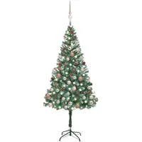 vidaXL Arbre de Noël artificiel pré-éclairé/boules pommes de pin 180cm