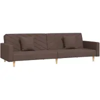 vidaXL Canapé-lit à 2 places avec deux oreillers taupe tissu
