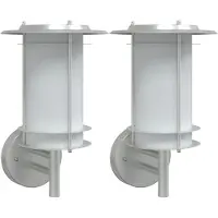 vidaXL Lampes murales extérieures 2 pcs. argent acier inoxydable