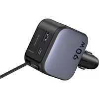 UGREEN Chargeur de voiture - - 90 W - USB-A et USB-C - Rétractable - Noir