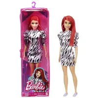 Barbie Poupée Fashionistas (rousse) en robe à manches bouffantes à motifs