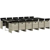 vidaXL Salon de jardin 13 pièces avec coussins gris clair Poly rotin