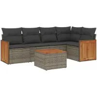 vidaXL Ensemble de salon de jardin 6 pièces avec coussins Gris Poly rotin