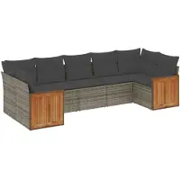 vidaXL Ensemble de salon de jardin 7 pièces avec coussins Gris Poly rotin