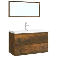vidaXL Ensemble de meubles de salle de bain chêne fumé bois composite