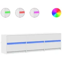vidaXL Armoire TV avec éclairage LED Blanc 180x34x50 cm Matériau dérivé du bois