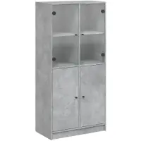 vidaXL Highboard avec portes gris béton 68x37x142 cm Bois composite