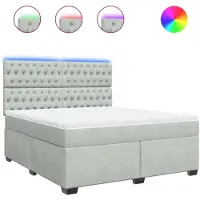 vidaXL Lit boxspring avec matelas gris clair 180x200 cm velours