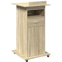 vidaXL Pupitre d'orateur avec roulettes & tiroir Chêne Sonoma 55x55x107 cm