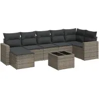 vidaXL Ensemble de jardin canapé 8 pièces avec coussins Gris Poly rotin