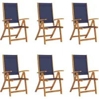 vidaXL 3279242, Terrasse, Assise rembourrée, Acacia, Textile, Bleu, 110 kg, 570 mm